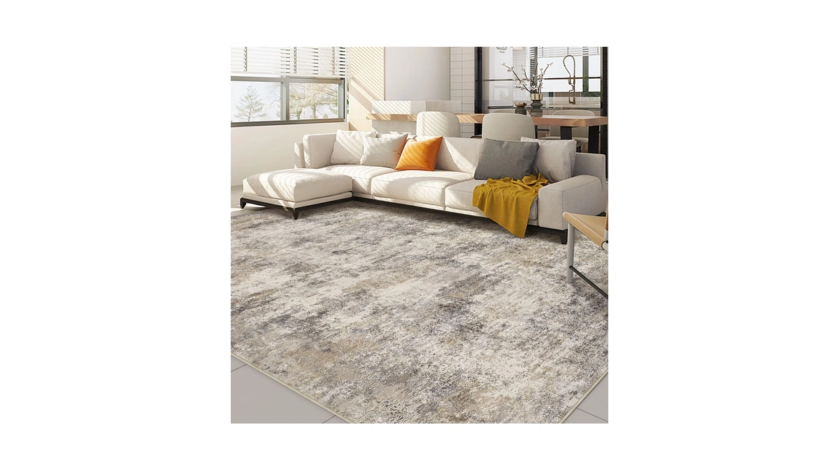 Nakagishi 9x12 Area Rugs Living Room: Washable Abstract Large Neutral