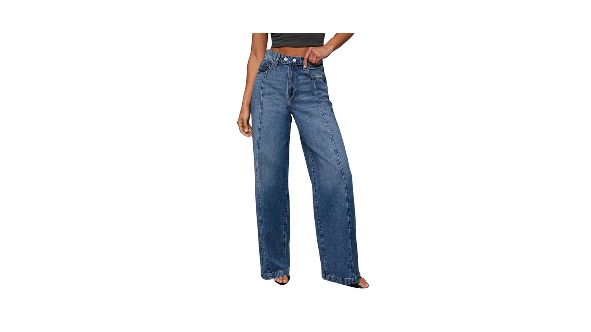 Sidefeel Women's Wide Leg Jeans High Waisted Stretchy Front Seam