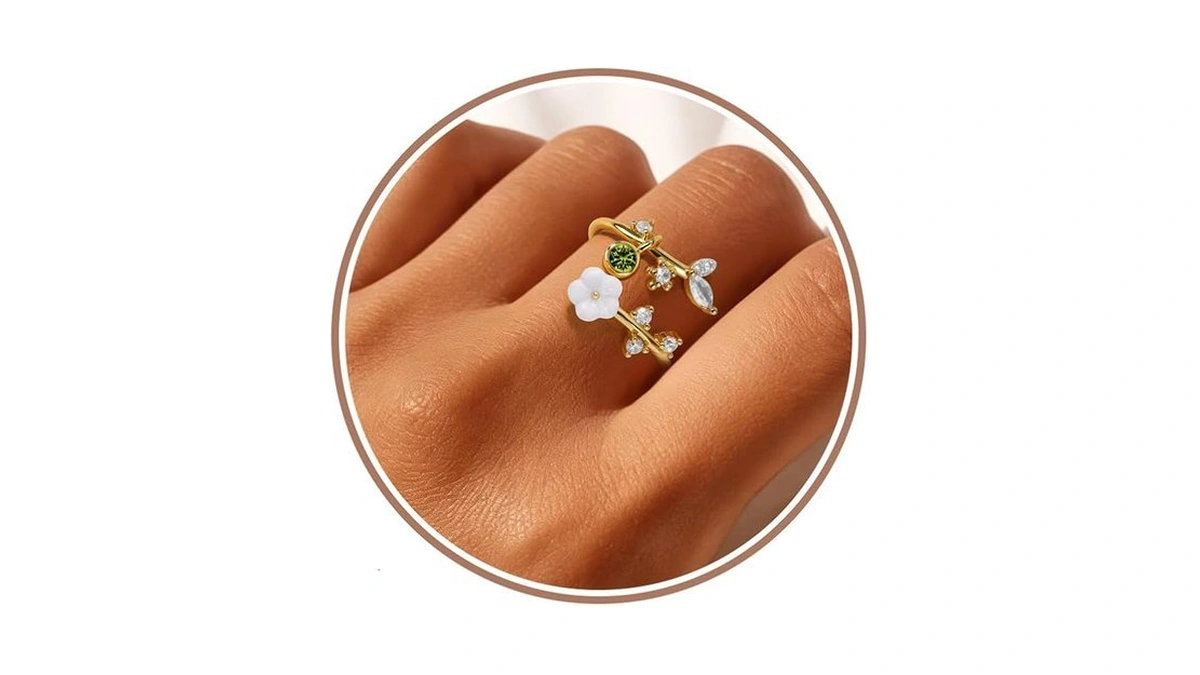 Gold Birthstone Rings For Women Non Tarnish Fashion Stackable Dainty