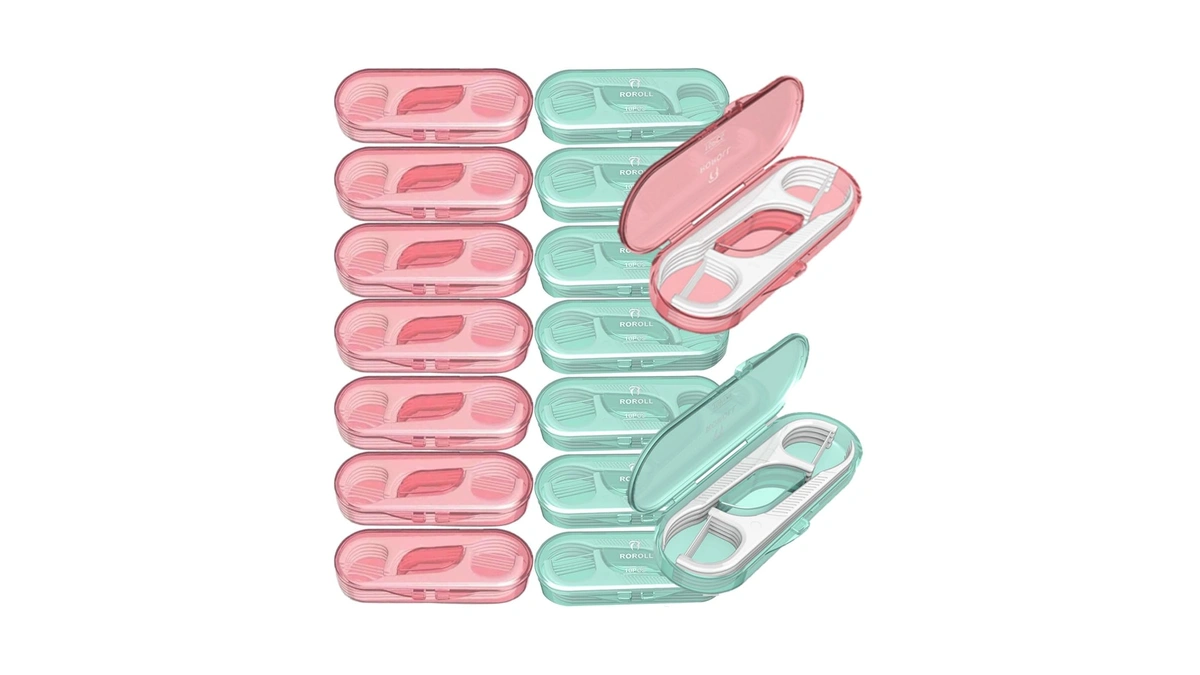 14 Packs Travel Dental Floss Pick Case, Holder, Come With