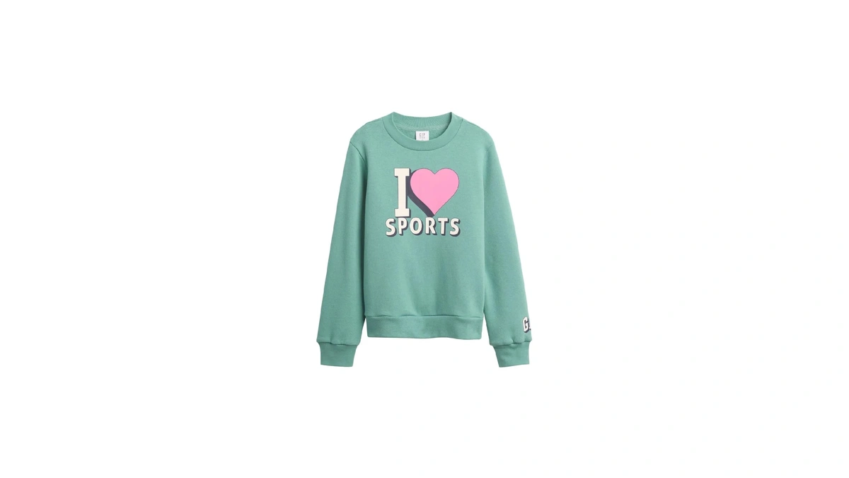 Gap Girls' Logo Crewneck Sweatshirt, Turquoise Smoke 805, X-large