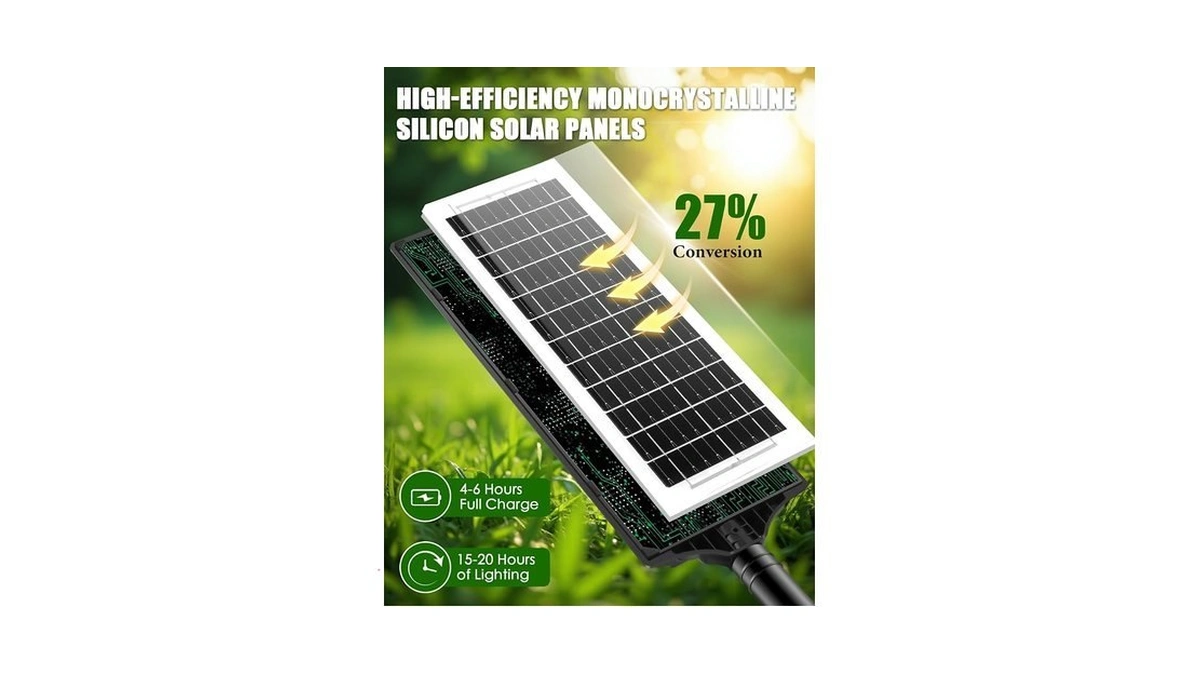 Mcfacesun Solar Lights Outdoor-6500k 16000lm Led Street Light, Ip66 Waterproof