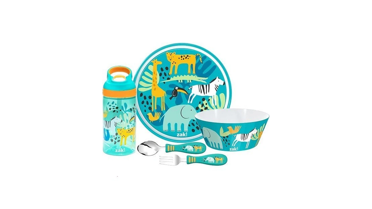 Zak Designs 5-piece Dinnerware Set, Safari - Durable Plastic &