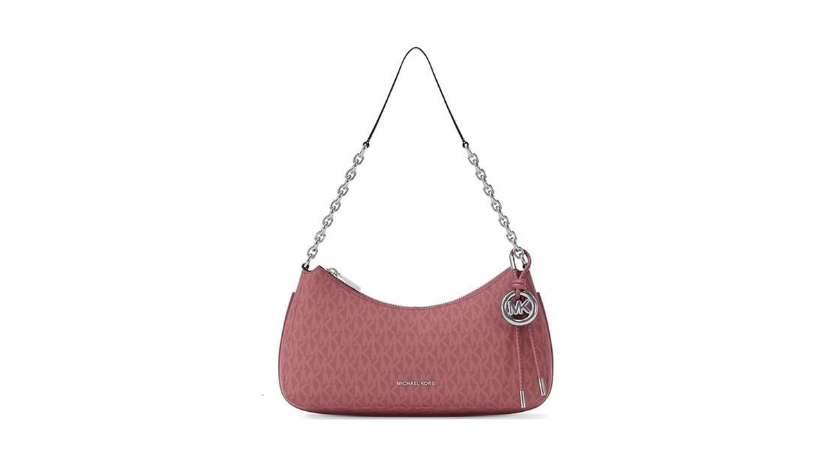 Michael Kors Nolita Medium Chain Pouchette Bag, Silver-tone Hardware/signature Coated