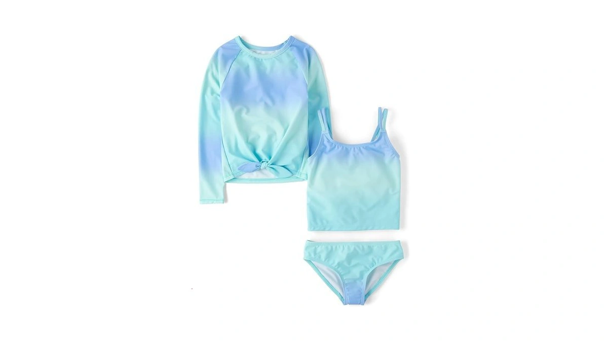 The Children's Place,girls,long Sleeve Rashguard And Tankini Swimsuit, 3 Piece