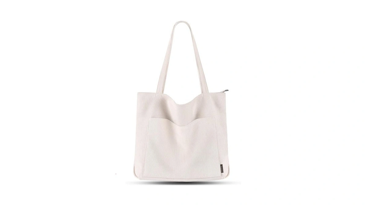 Prite Corduroy Tote Bag For Women Large Shoulder Bag With