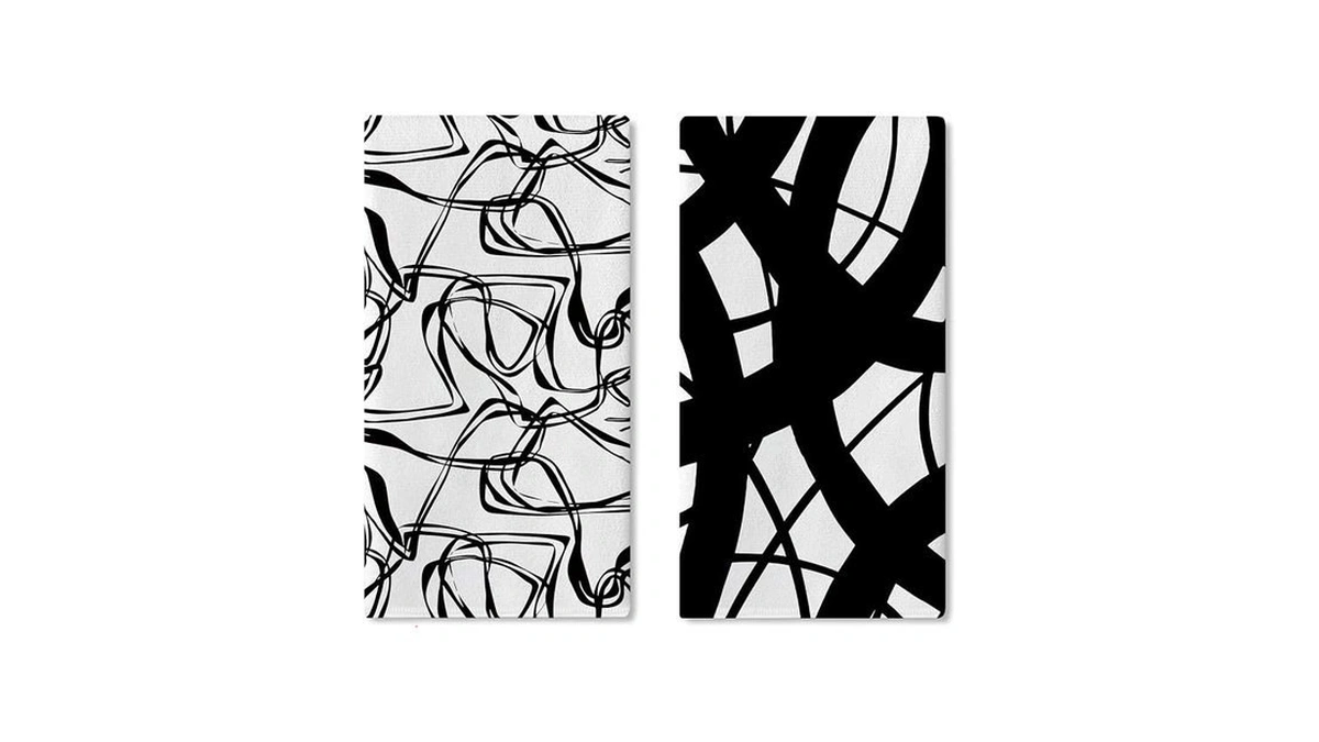Croar Black White Abstract Art Line Kitchen Dish Towels Set