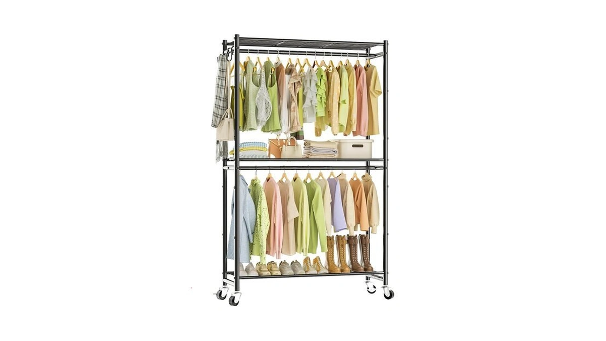 Neatrays Rolling Clothes Rack For Hanging Clothes, 47.2"x 11.8"x 79"