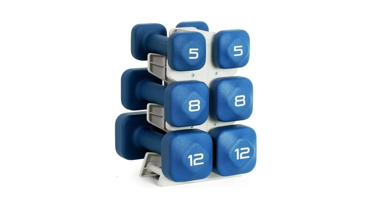 Tone Fitness 50 Lb Neoprene Dumbbell Set With Storage Rack
