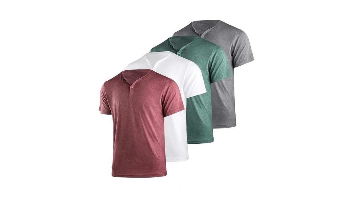 Liloak Multipack Henley Top Men Short Sleeve,4pack Mens Henley Tee