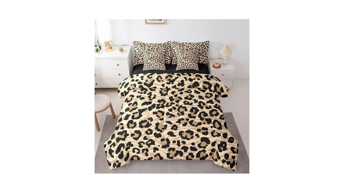 Feelyou Leopard Print Comforter Set With Sheets 7 Piece Queen