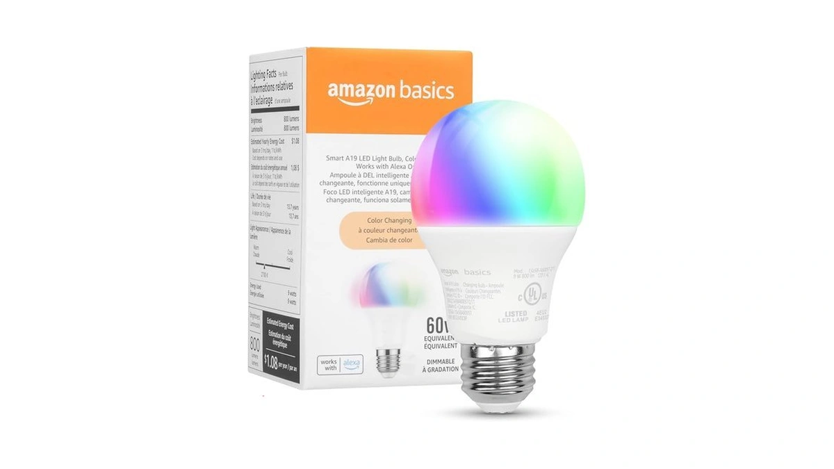 Amazon Basics Smart A19 Led Light Bulb, Color Changing, 9w