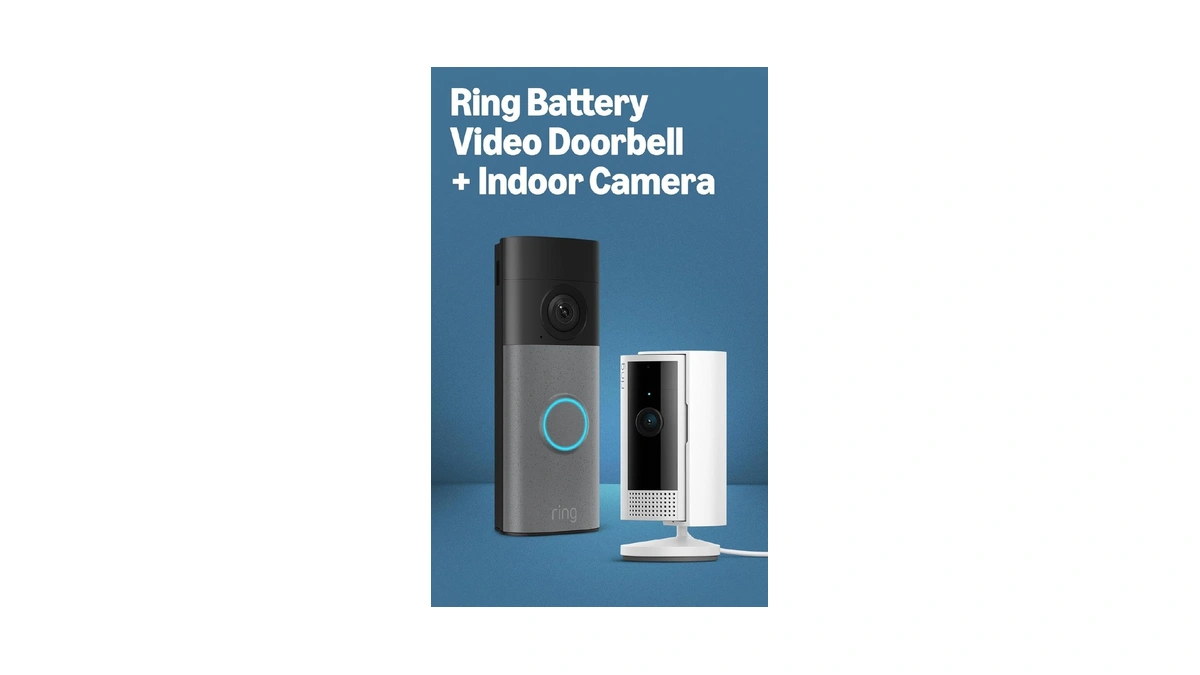Ring Battery Doorbell (newest Model), Speckled Gray With Indoor Cam,
