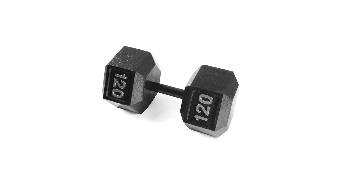 Cap Barbell Cast Iron Hex Dumbbell, Black, Single, 120 Lb