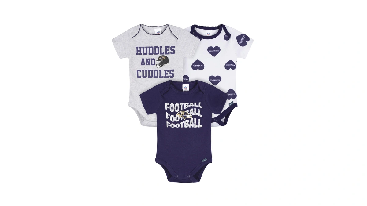 Gerber Baby Girls' Nfl 3-pack Onesie Bodysuit, Ravens, 18 Months