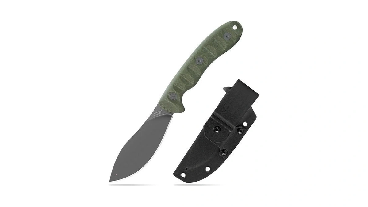 Fintiso Nazar Fixed Blade Knife With Kydex Sheath, 4.24" 14c28n