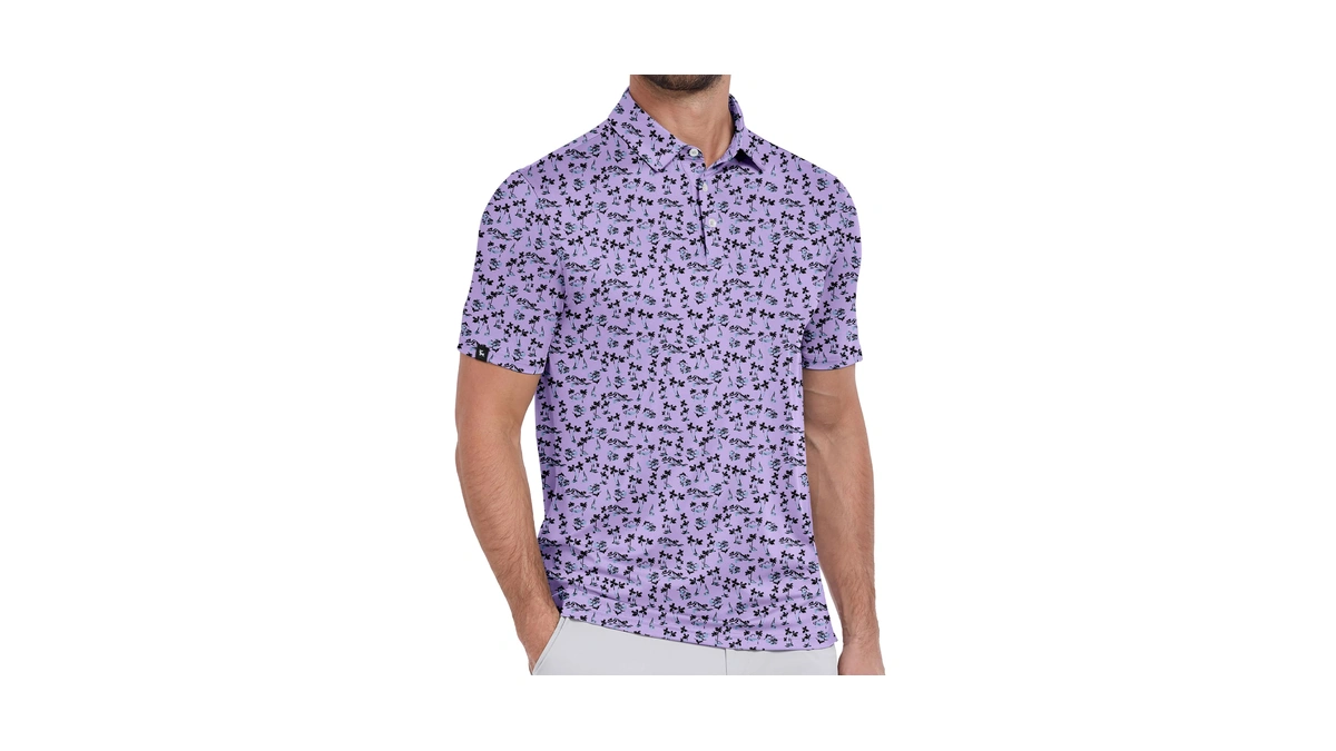 Zity Mens Print Polo Shirts Short Sleeve Moisture Wicking Shirts