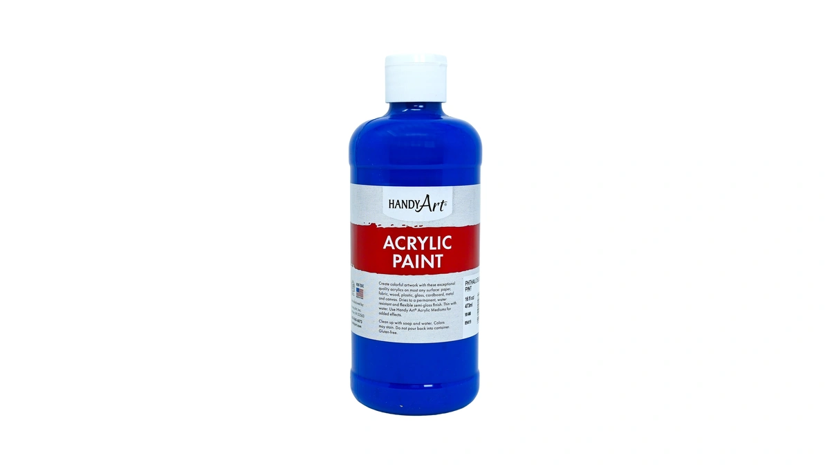 Handy Art Acrylic Paint, Phthalo Blue, 16 Oz Bottle, Semi-gloss