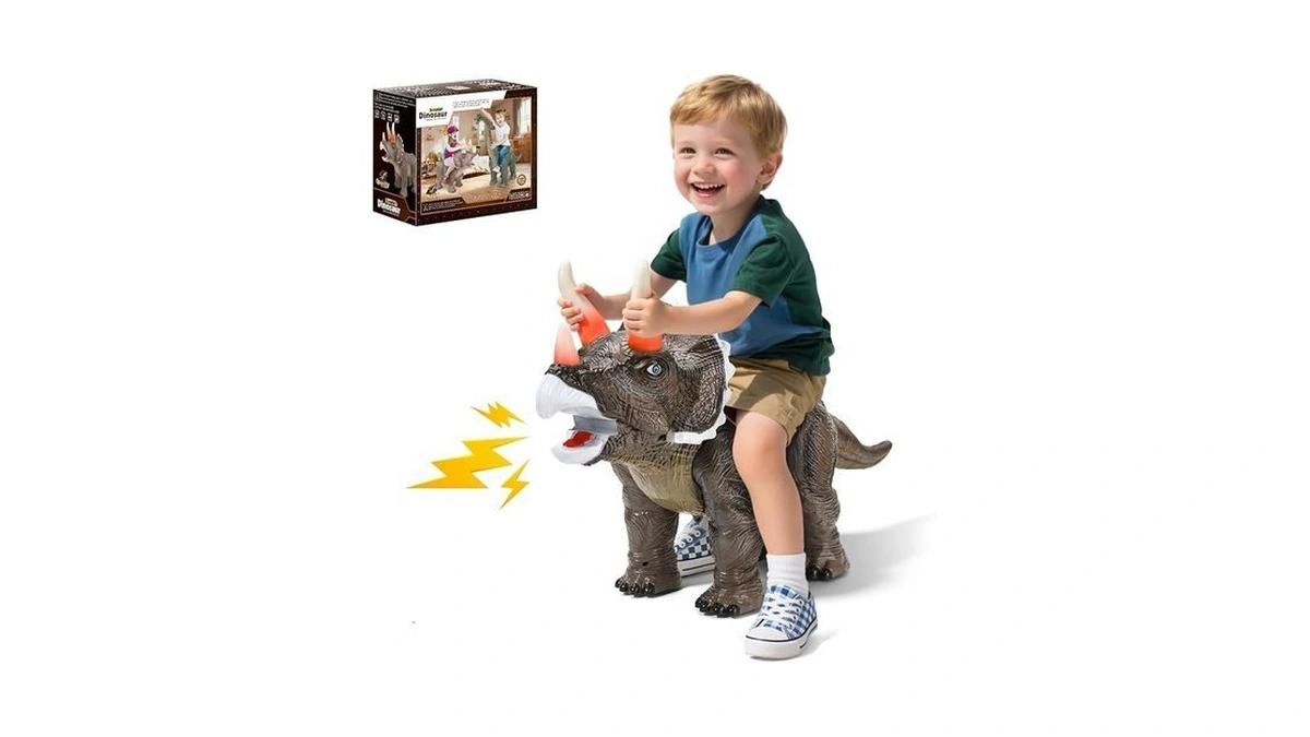 Twinkoo Dinosaur Ride On Toy Cars For Kids, Realistic Triceratops