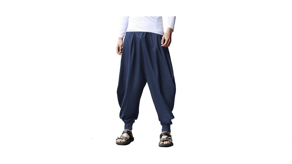 Coofandy Harem Pants Men Hippie Linen Pants Baggy Harem Pant