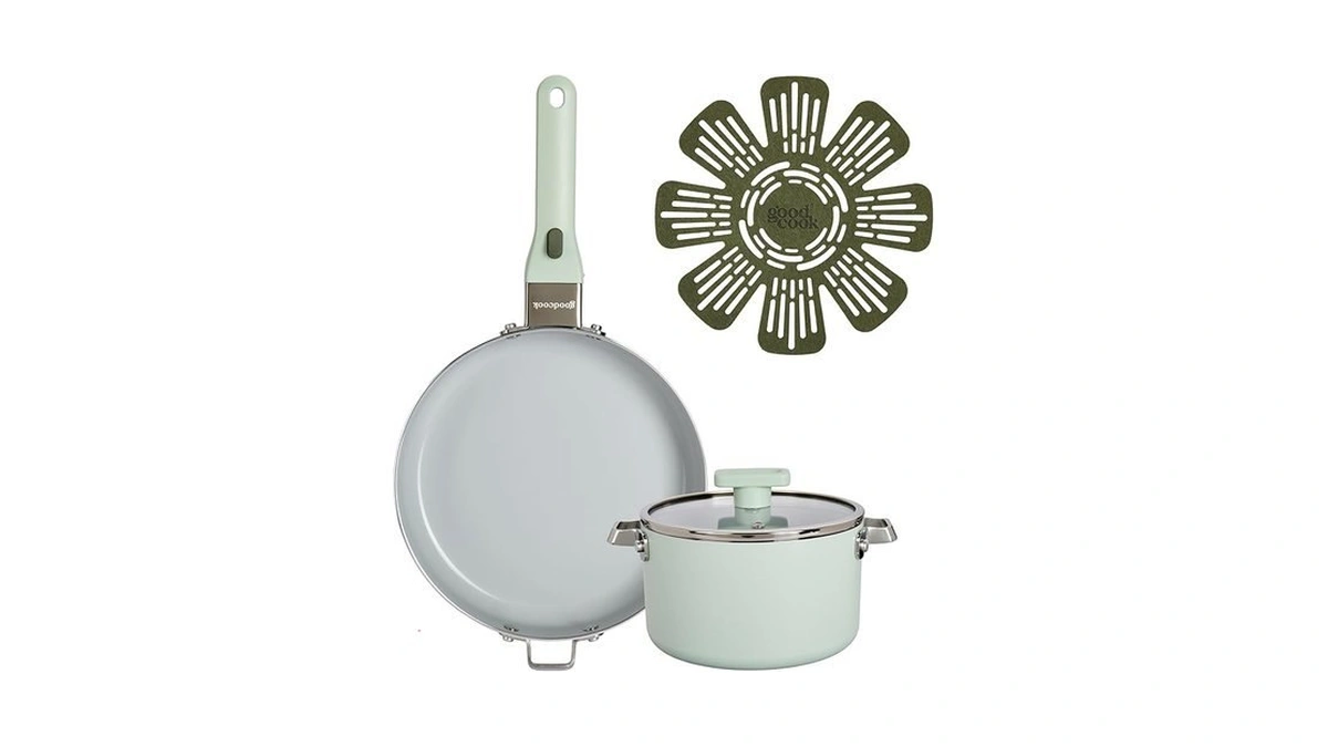 Goodcook Ceramic Cookware Set 5-piece With Removable Handle, Induction Compatible,