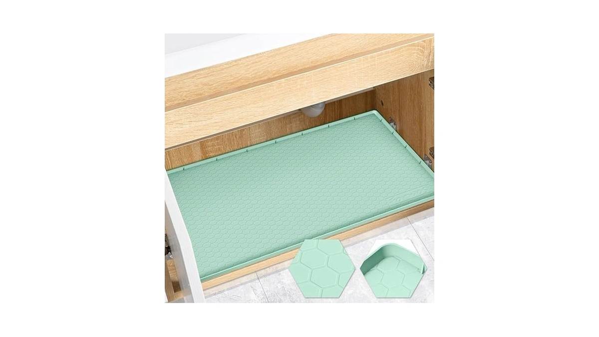 Forwos Waterproof Under Sink Mat 28" X 22", Silicone Cabinet