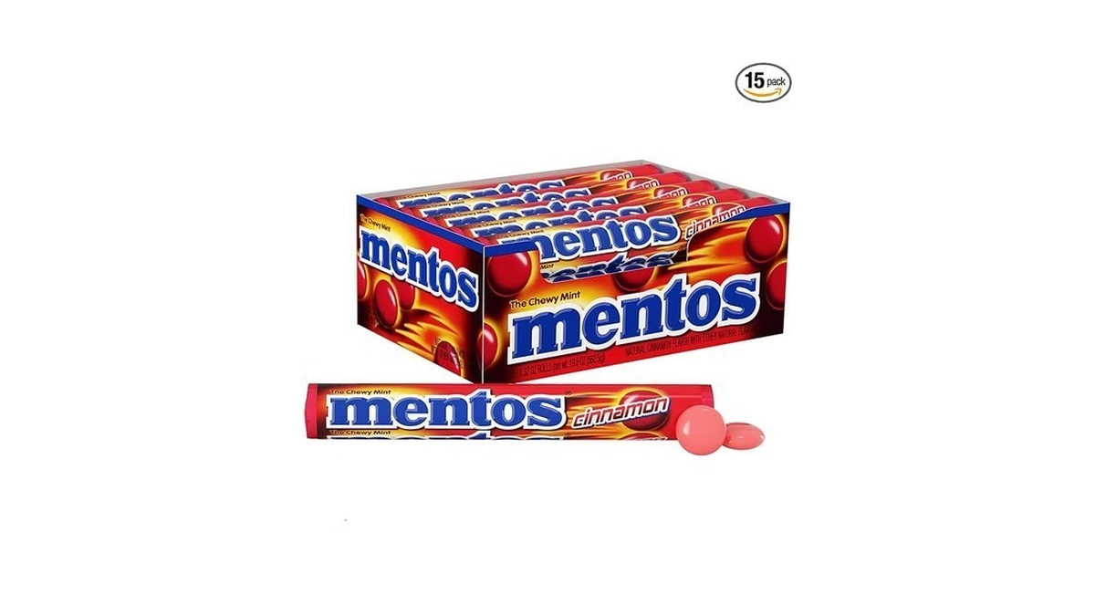 Mentos Chewy Mint Candy Roll, Cinnamon Mint Candies, 14 Pieces