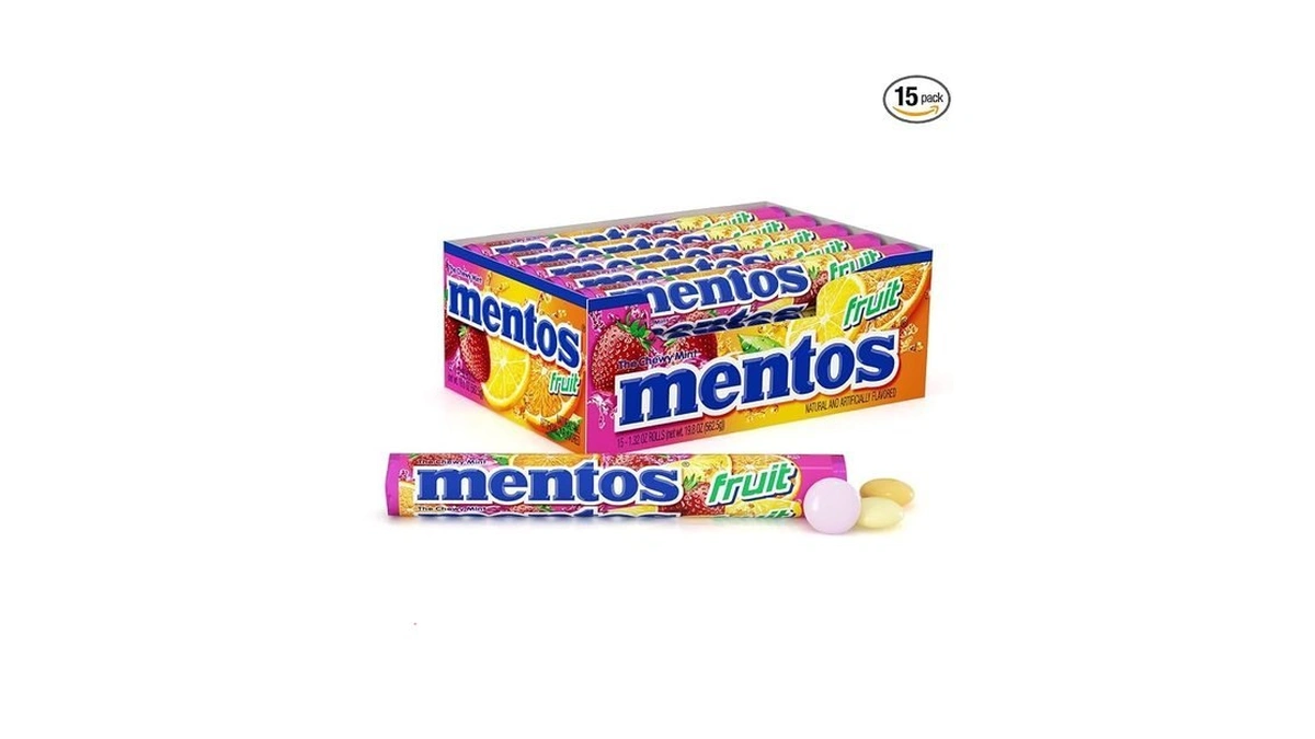 Mentos Chewy Mint Candy Roll, Fruit Mint Candies, 14 Pieces