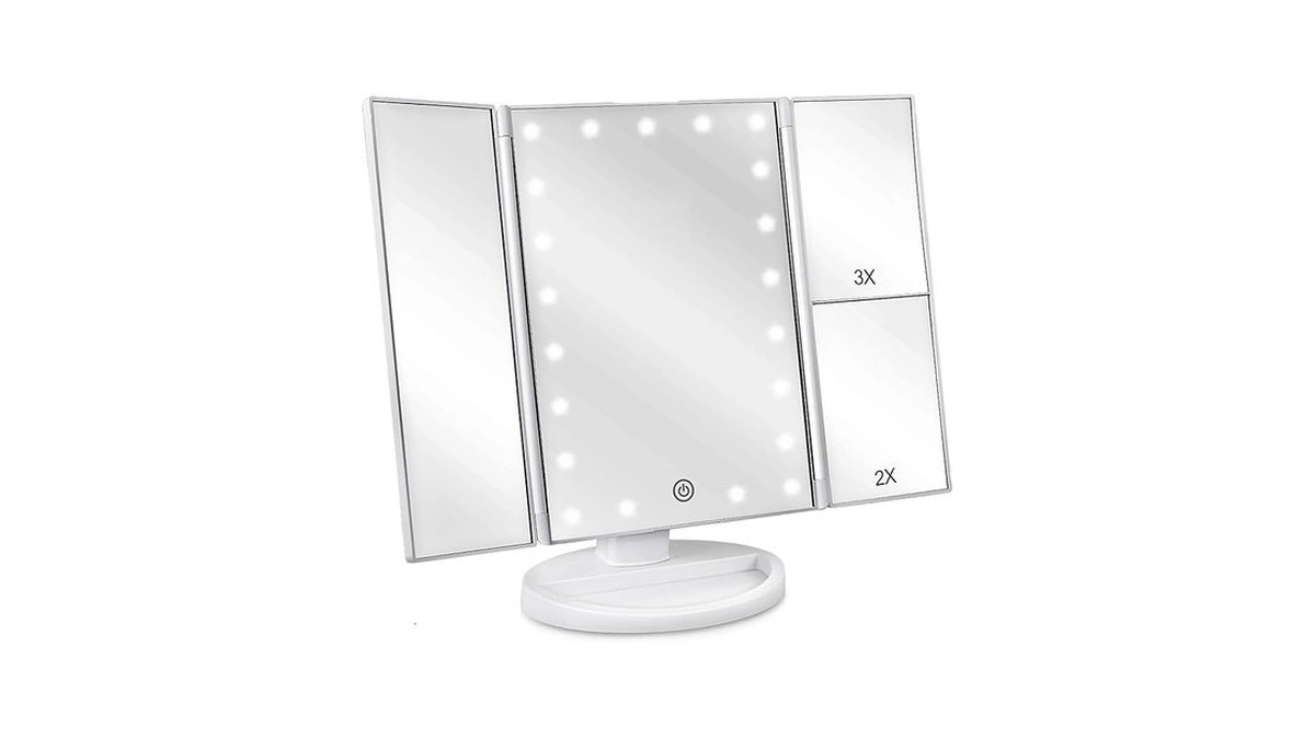Deweisn Floor Mount Tri-fold Lighted Vanity Mirror With 21 Led