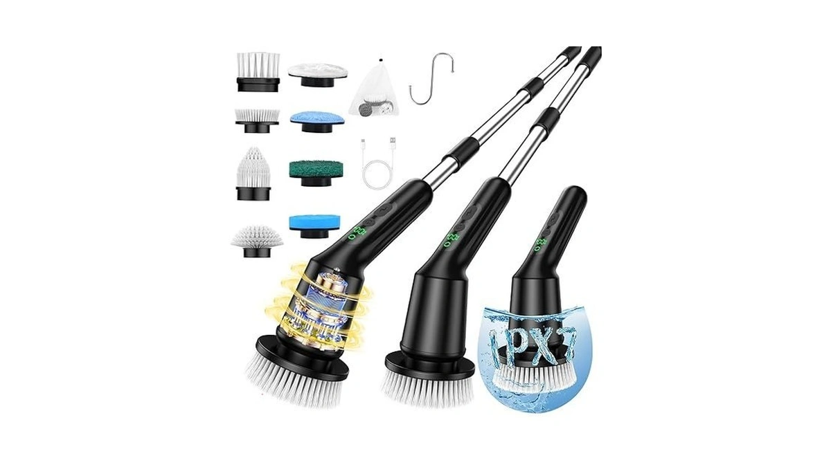 Shower Scrubber With Long Handle, Shower Cleaner Brush With 8