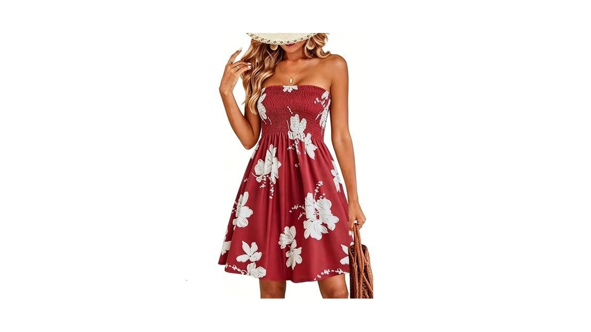 Sundresses For Women Casual Beach Summer Strapless Coverups Tube Tops