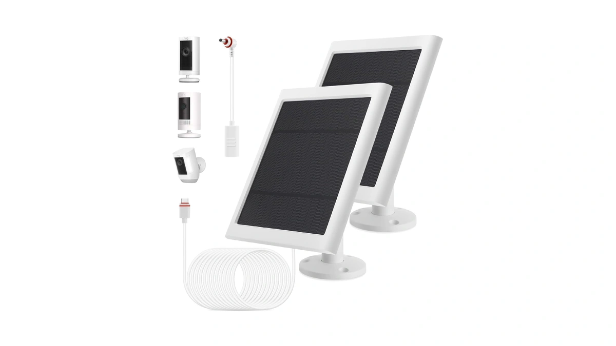 Ip65 Solar Panel Outdoor For Ring Cameras (white 2p) Spotlight