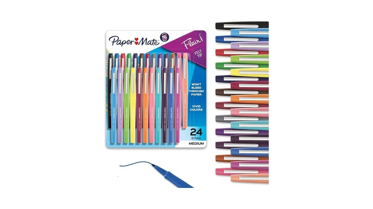 Paper Mate Flair Felt Tip Pens, Medium Point, Assorted Colors,