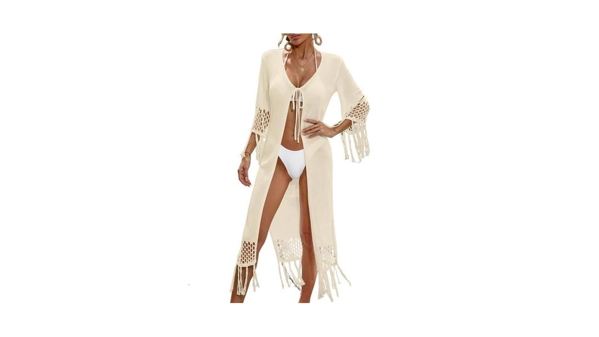 Breathsunny Womens Crochet Knit Swimsuit Coverup Long Cardigan Summer 2026