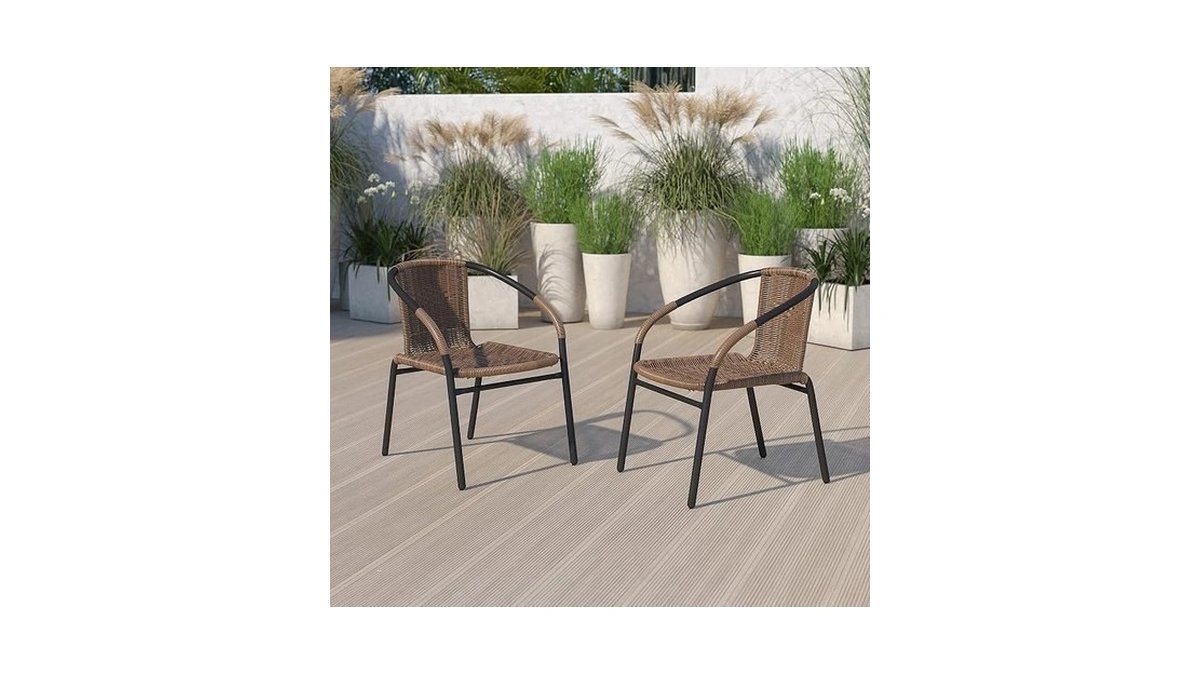 Emma + Oliver Set Of 2 Modern Pe Rattan Stack