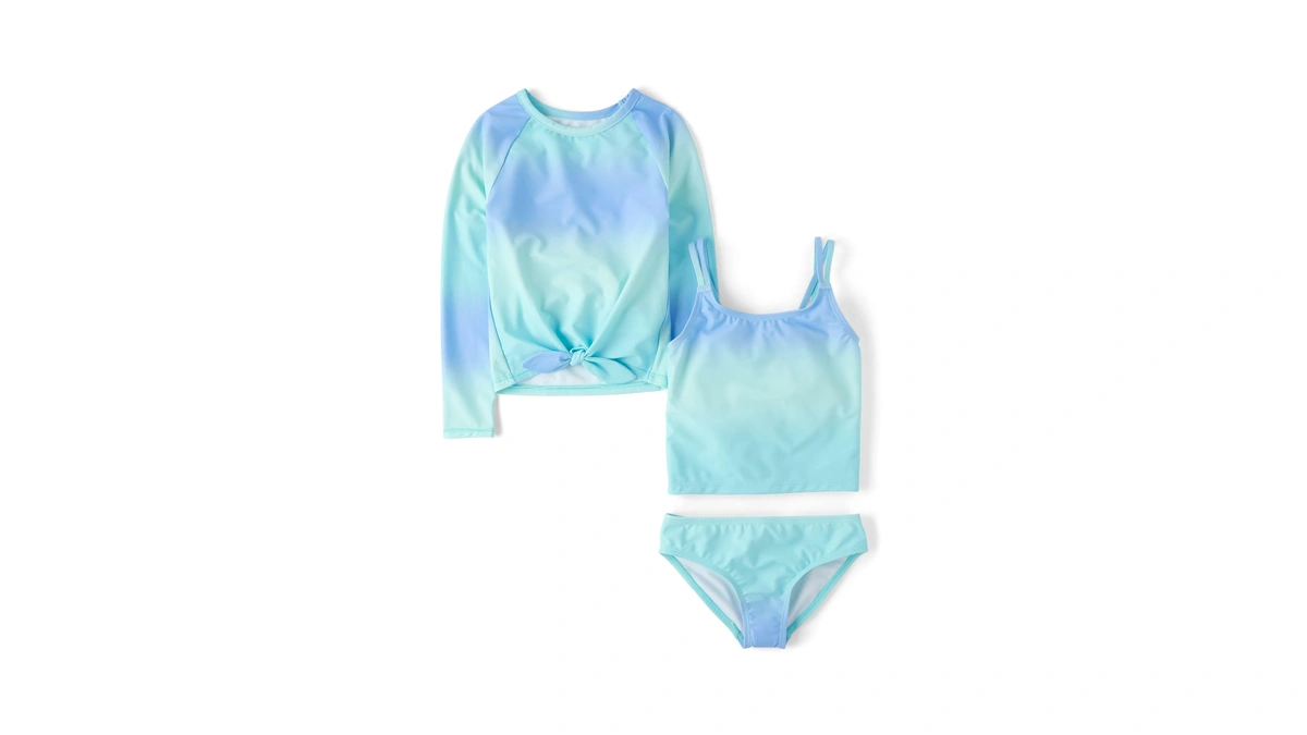 The Children's Place,girls,long Sleeve Rashguard And Tankini Swimsuit, 3 Piece