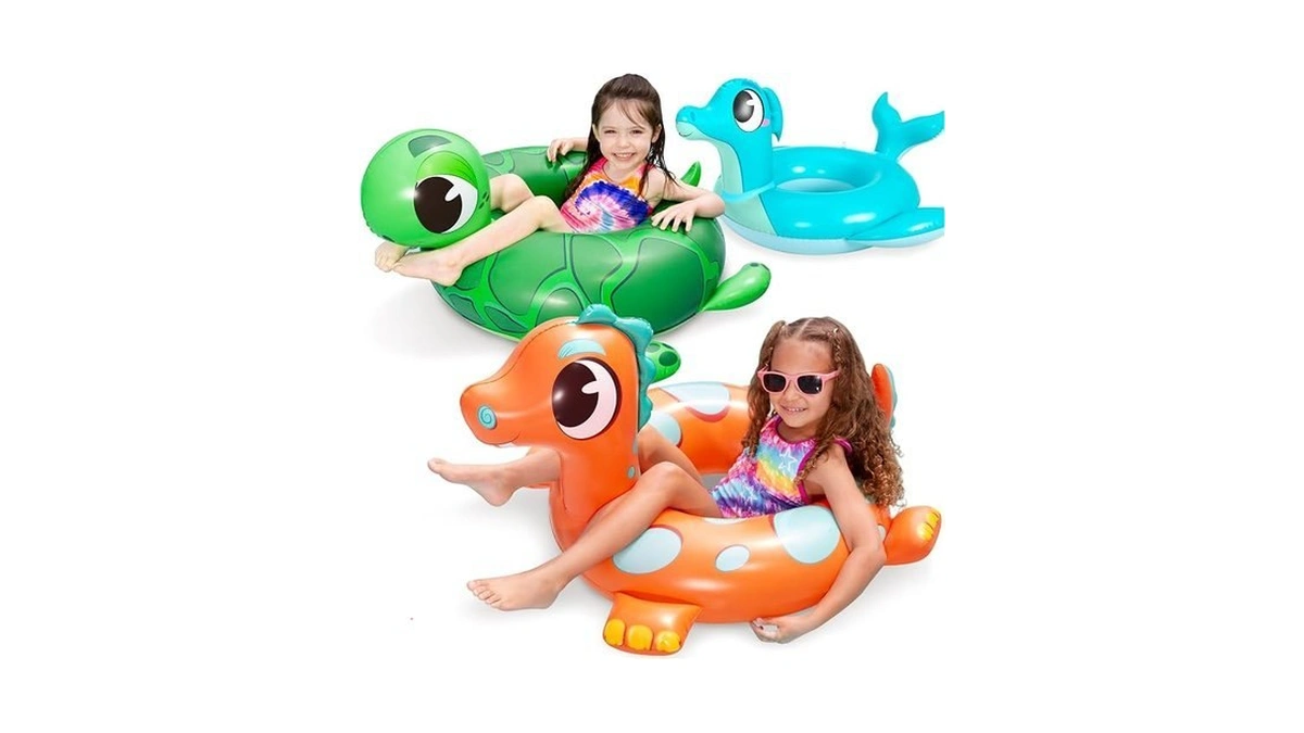 Sloosh 3-pack Inflatable Pool Tubes Floats - Dinosaur & Sea