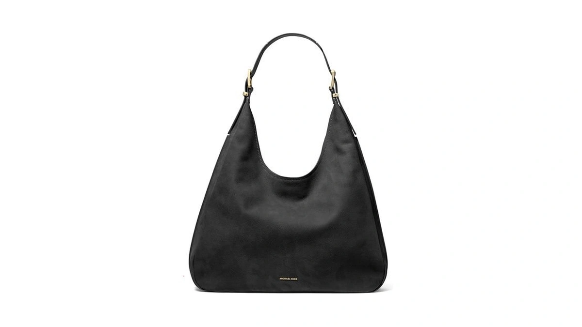 Michael Kors Nolita Large Hobo Shoulder, Gold-tone Hardware/nubuck Leather/black