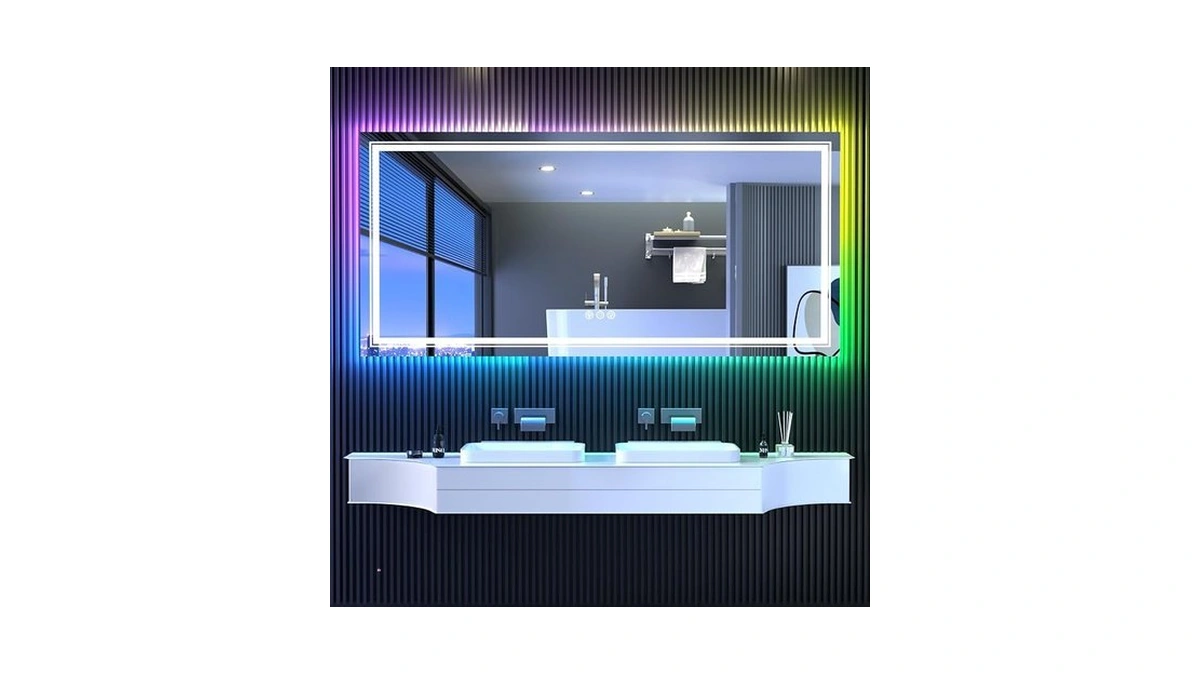 Snowdool Led Mirror For Bathroom, 72"x32" With 8 Rgb Backlit