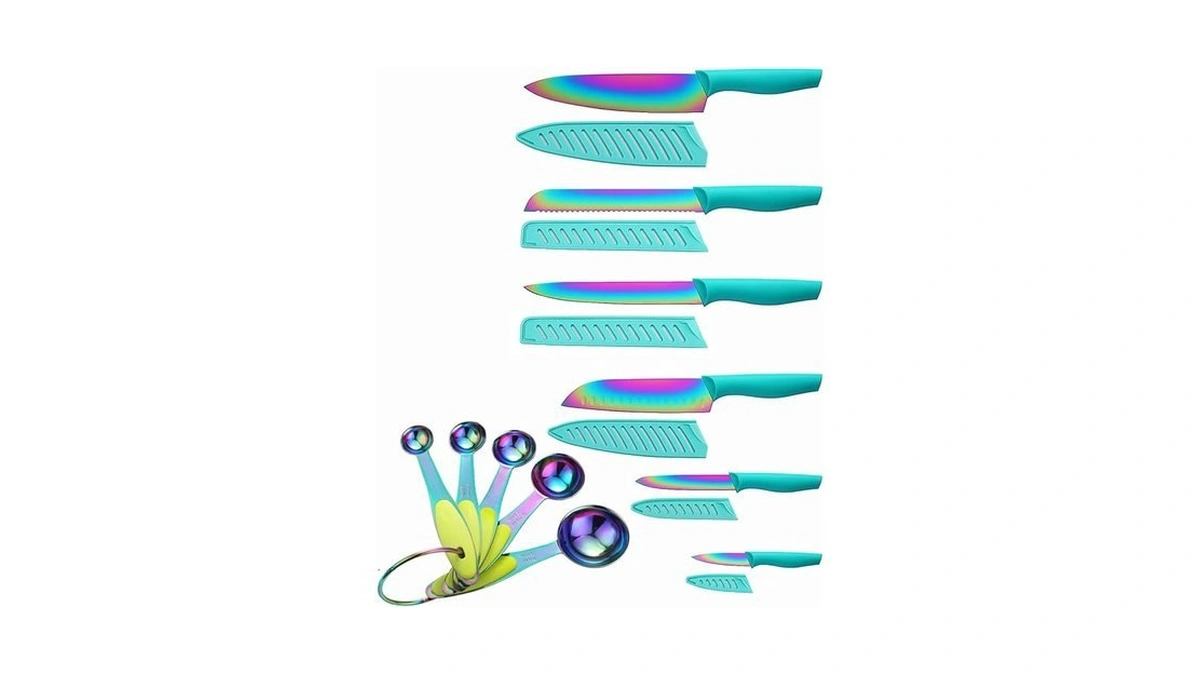 Knife Set With Spoons, Kya37b Knife Sets With Blade Guards