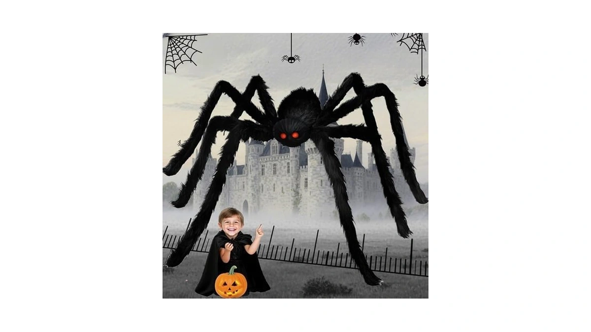 Giant Spider 6.6 Ft, 78" Halloween Decorations Fake Halloween Decor