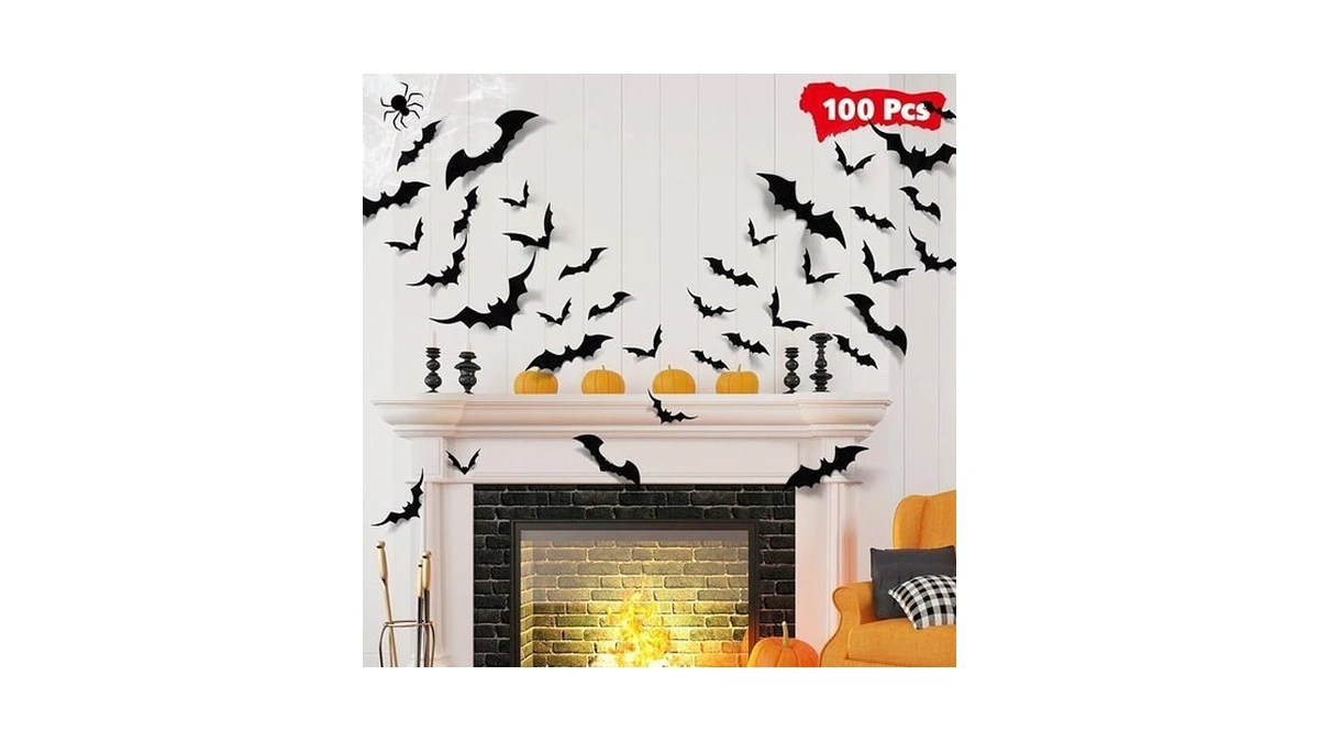 Ludilo 100pcs Bats Halloween Decorations: Halloween Bats Wall Décor Bat