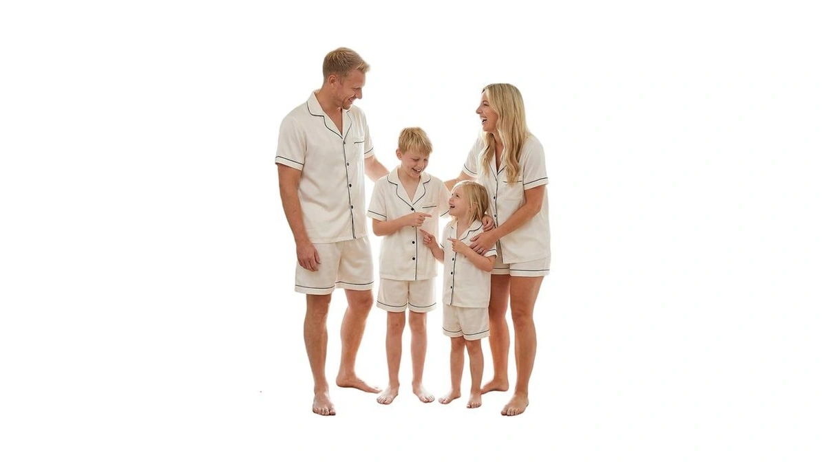 Urkutoba Matching Silk Pajamas Set For Family Summer Short Family