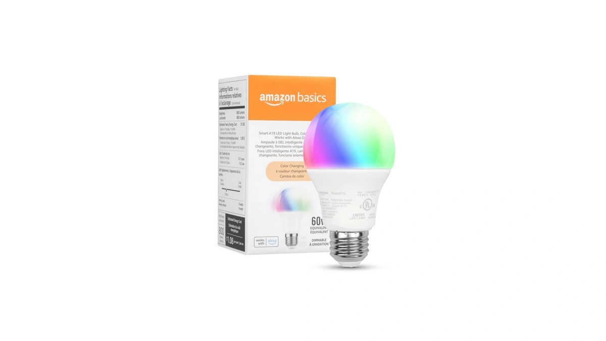 Amazon Basics Smart A19 Led Light Bulb, Color Changing, 9w