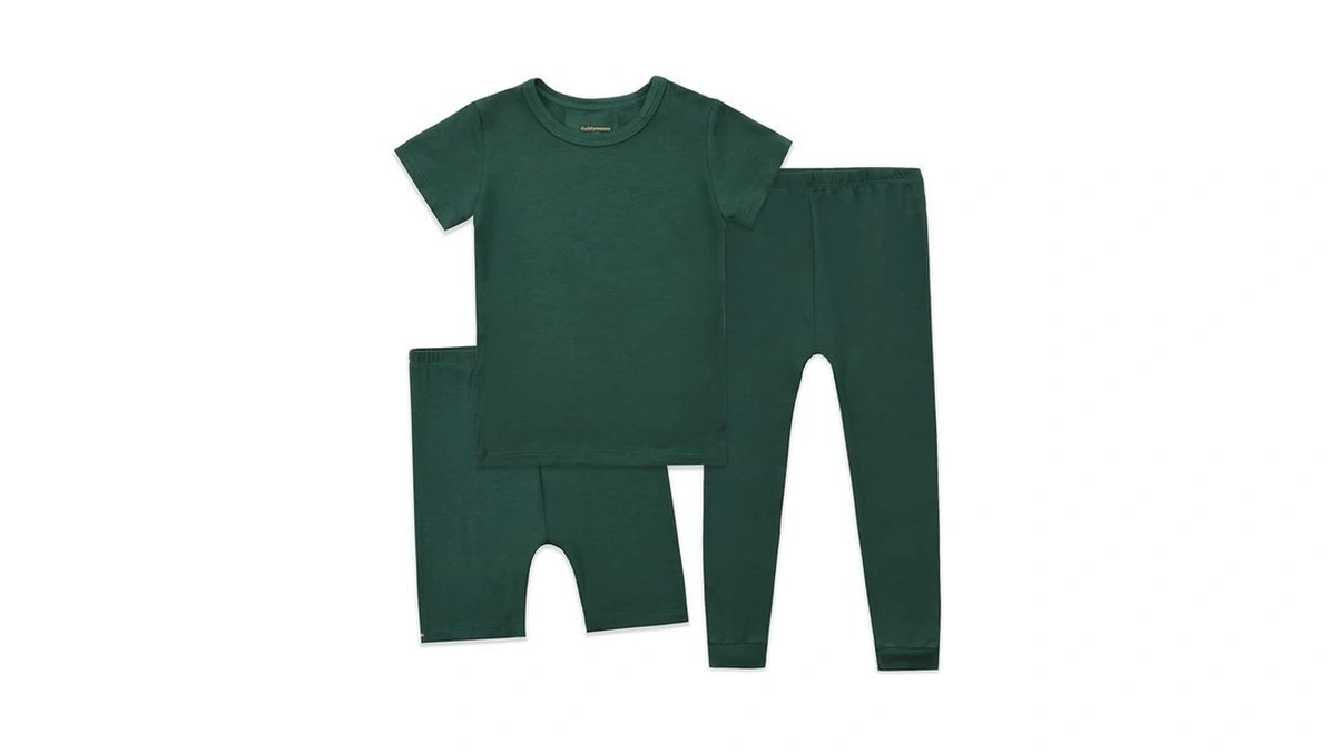 Aablexema Kids Pajamas Set Rayon, 3pcs Unisex Toddler Short Shirt