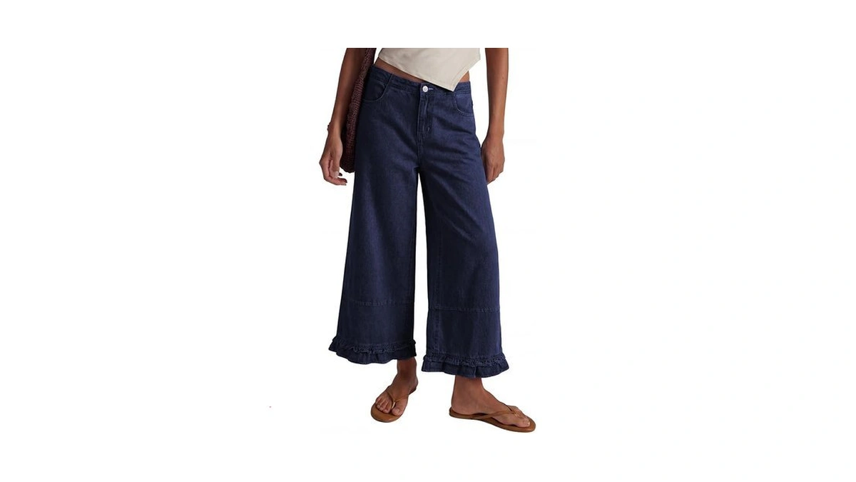Evaless Womens Wide Leg Jeans 2026 Trendy Mid-rise Cropped Baggy