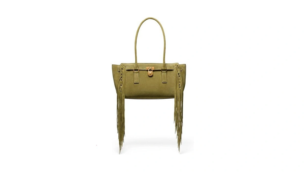Michael Kors Hamilton Nomad Small Shoulder Tote, Antique Gold-tone Hardware/fringe