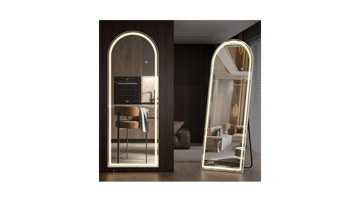 Alpen Arched Full Length Mirror With Led Lights, 60"x16" Floor