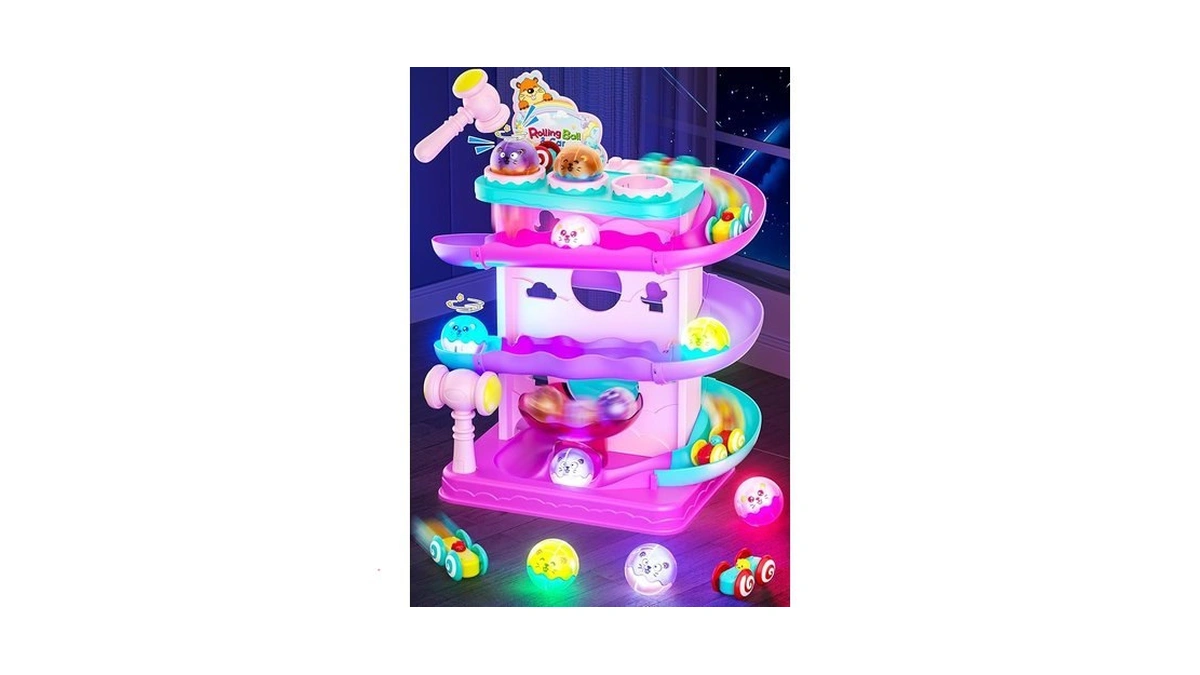 Funwee 2-in-1 Light Up Rolling Ball & Racing Car Ramp