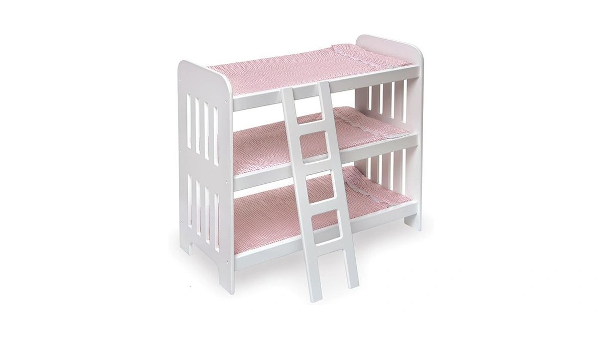 Badger Basket Triple Doll Bunk Bed With Ladder And Bedding